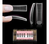 NOVO OVO Halloween XXL Slightly Curved Sharp Square Nail Tip, Extra Thick Natural Curve False Nails Press on, Full Cover Soft Gel Extension Fake Nail Acrylic kit with Auxiliary Line x 15 Size 240pc