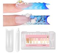 NOVO OVO Halloween XXL Square Nail Tips with Sharp Point & Moon Curve, Extra Thick False Nails Press on, matte Full Cover Soft Gel Extension French Tips Fake Nail Acrylic kit for DIY X 15 Size 180pcs