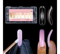 NOVO OVO Helloween Curved Square Nail Dual Forms for Poly Gel Extension with Guiding Line Inside, M L XL Reusable Full Cover Acrylic/Builder/Hard Gel Polygel Molds for Salon DIY x 15 sizes 150 Pcs