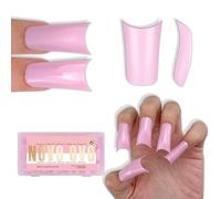 NOVO OVO Medium Duck Nail Tips Pure Color, Pink Press On - 150Pcs 15 Sizes Soft Gel Full Cover Wide False Nails, Pre-Etched Artificial Extension Ideal for DIY Acrylic Y2K Manicure