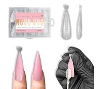NOVO OVO Medium/Long Stiletto Pointed Nail Dual Forms for Polygel Extension, Reusable Full Cover Acrylic/Builder/Hard Gel Poly Gel Molds of Manicure Art for Salon DIY x 14 sizes 280 Pcs