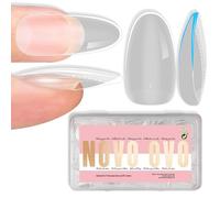 NOVO OVO Medium Oval Nail Tips Extra Thick Press on No C Curve, Soft Gel Natural Fake Nail Extension, Full Cover Clear False Nails for Acrylic, French Manicure Salon DIY x 14 Sizes 224 pcs
