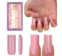 NOVO OVO Meidum Sharp Square Nail Tips Press on Pure Color BERRY PINK, Extra Thick NEED Builder Gel Top Coat Glue Soft Gel Matte Fake Nail Extension,Full Cover False Nails for Salon DIY 15 Sizes 180pc