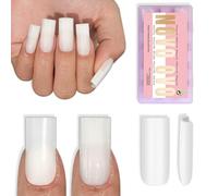 NOVO OVO Meidum Sharp Square Nail Tips Press on Pure Color Milky White,Extra Thick NEED Builder Gel Top Coat Glue Soft Gel Matte Fake Nail Extension,Full Cover False Nail for Salon DIY 15 Sizes 180pc