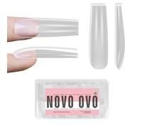 NOVO OVO Sculpted XXL Square Nail Tip for Curved Nail Beds, Extra Thick Long False Nails Press on, Full Cover Soft Gel Extension Fake Nail for Acrylic kit, Clear X 15 Sizes 300pcs