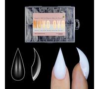 NOVO OVO Short Curved Stiletto Nail Dual Forms for Poly Gel Extension of 3D Eagle Cat Claw, Hawk Curve Sculptural Acrylic Nails, Reusable Full Cover Molds Halloween Nail Art Design 280 Pcs 14 sizes