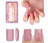 NOVO OVO Short Sharp Square Nail Tips Press on Pure Color BERRY PINK, Need Builder Gel Top Coat Nail Glue, Soft Gel Matte Fake Nail Extension, Full Cover False Nails for Salon DIY x 15 Sizes 240 pcs