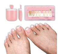 NOVO OVO Short Sharp Square White Micro French Toe Nail Tips Press on Baby Pink, Need Builder Gel Top Coat, Soft Gel Fake Toenails Full Cover, for Pedicure DIY x15 Sizes 240 Pcs