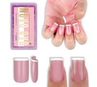 NOVO OVO Short Sharp Square White Mirco French Tip Nail Tips Press on BERRY PINK, Need Builder Gel Top Coat Nail Glue,Soft Gel Fake Nail Extension, Full Cover False Nails Salon DIY x15 Sizes 240 pcs