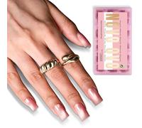 NOVO OVO Short Square Nail Tips 150Pcs Cat Eye, Dark Pink Sharp Square Gel X Nail Tips, Glossy Finished with Top Coat, Full Cover Fake Nails No C Curve for Home DIY Typing Scenario, 15 Sizes