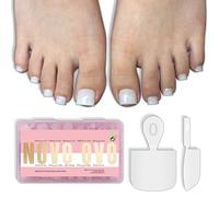 NOVO OVO Short Toe Nail Tips Press on Toenails - 224Pcs Pure Color MILKY WHITE Sharp Square. Soft Gel Full Cover Fake False Toenails for Wide Feet, DIY Pedicure Extension Kit for Salon, 16 Sizes