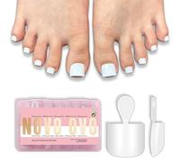 NOVO OVO Short Toe Nail Tips Press on Toenails - 224Pcs Pure Color White Sharp Square. Soft Gel Full Cover Fake False Toenails for Wide Feet, DIY Pedicure Extension Kit for Salon, 16 Sizes