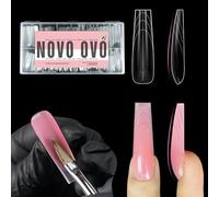 NOVO OVO Tapered Square (Sculpted) Nail Dual Forms for Poly Gel Extension with Guiding Line Inside, XL XXL Reusable Full Cover Acrylic Nails Molds, For Nail Art Design 150 Pcs 15 sizes
