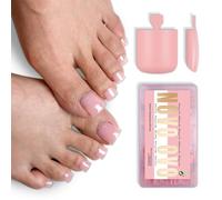 NOVO OVO Toe Nail Tips Sharp Square - Baby Pink 240Pcs Soft Gel Press on Toenails, Pure Color Pink Full Cover Fake Nails for Pedicure, PMMA Acrylic False Toe Nails Extension Kit (15 Sizes, Wide Fit)