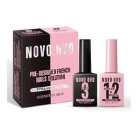 NOVO OVO UV Nail Glue and Builder Gel 2 in 1, No Wipe Top Coat Kit for Predesigned French Tip Nail Tips, HEMA TPO FREE, Super Strong Adhesive for Press on Acrylic Nails, Long Lasting, Easy to Use