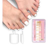 NOVO OVO White Square Toe Nail Tips - 240Pcs Soft Gel Press on Toenails, White Full Cover Fake Nails for Pedicure, PMMA Acrylic False Toe Nails Extension Kit (15 Sizes, Wide Fit)