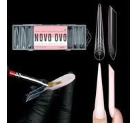 NOVO OVO XXL XXXL Russian Almond/Coffin Nail Dual Forms for PolyGel Extension, NOT NAIL TIPS, Suitable for Harder/Builder/Polygel, Reusable Soft Gel Full Cover Molds 70 Pcs x 14 sizes