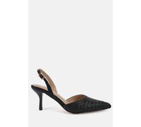 Novo Women's WIDE FIT HARRI Raffia Two Part Mid Point Court in Black | Size: 5 Novo Black 5