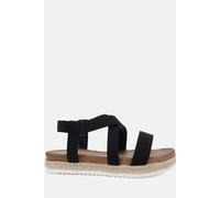 Novo Women's WIDE FIT TAMARA Elastic Cross Front Espadrille Flat Sandal in Black | Size: 6 Novo Black 6