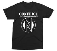 NOVOET Men's Conflict - Ungovernable Force Shirt, Punk,Peace, Anarcho Punk, Crass,Subhumans Black