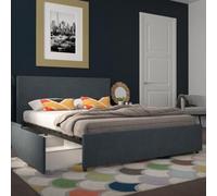 Novogratz Dorel Home Kelly Bed With Storage Fabric Navy, King
