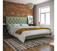 Dorel Novogratz Her Majesty UK King Bed - Light Green Linen, Green
