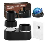 NOVONEER Reusable Double Pods Kit Compatible with Nespresso Pods Vertuo, Refillable Coffee Pods Espresso Accessories with 52 pcs Foil Seals Lids Compatible with Nespresso Espresso Machine