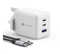 NOVOO 100W USB C Charger, GaN III Fast Charger Block with 3 Ports, PD 3.0 & PPS, Compact Power Adapter AU Plug for MacBook, iPhone 16/15 Pro, Galaxy S25/S24 Ultra, iPad Pro, Dell XPS 13 - White