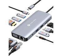 NOVOO 11-in-1 USB C Hub Docking Station to HDMI 4K, VGA, PD 100W, USB 3.0/2.0, SD/TF, Ethernet RJ45, Audio, USB C Docking Stations for MacBook HP Dell