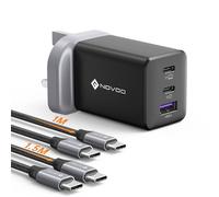NOVOO 65W USB-C Charger, MacBook & iPhone 15 Pro/Max, Galaxy S24/S23, iPad & Pixel Compatible, Compact 67W 45W 30W 20W GaN USB-C Charger, PD3.0/PPS, 3-Port