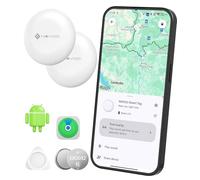 NOVOO Air Tag Tracker, Mini Bluetooth Smart Tracking Finder Compatible with Apple (iOS) & Google (Android) Find My, Loud 80dB Alarm, Replaceable Battery, GPS Tracker for Passport, Luggage (2-Pack)