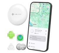NOVOO Air Tag Tracker, Mini Bluetooth Smart Tracking Tag Compatible with Apple (iOS) & Google (Android) Find My, Loud 80dB Alarm, Replaceable Battery, GPS Tracker for Keys, Passport, Luggage (1-Pack)
