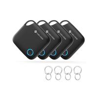 NOVOO Smart Tag for Apple Find My (iOS Only), Loud 80dB Alarm Item Finder, Replaceable Battery Tracker with Child-Safe Lock, Key & Wallet Tracker, Luggage Finder (4 Pack with Key Rings & Battery Tool)