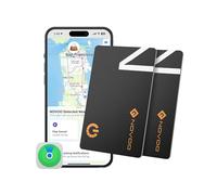 NOVOO SmartCard Wallet Tracker 2-Pack, Air Locator Tags - 1.6mm Thin, 6-Year Battery, IP68 Waterproof, Apple Find My Compatible (iOS Only), Bluetooth GPS Item Finders for Backpack, Luggage - Black