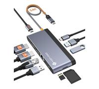 NOVOO USB C Docking Station, 10-in-1 USB C Dock Dual 4K@60Hz, Single 8K@30Hz HDMI, Gigabit Ethernet, 100W PD, 4 USB A+C Data Ports, SD/TF, USB C Hub Dual Monitor for Windows Laptop, MacBook