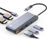 NOVOO USB-C Docking Station - Dual Monitor HDMI Adapter, 100W PD, 4 USB Ports, Thunderbolt 3/4 Dock for Dell, HP, Lenovo, Asus, MacBook Pro