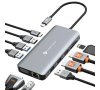 NOVOO USB C Docking Station Triple Monitor, 11 in 1 USB-C to Dual HDMI Adapter VGA Gigabit Ethernet 100W PD 4USB Ports, USB C Hub Thunderbolt 3/4 Dock Compatible for MacBook and Other USB Laptops