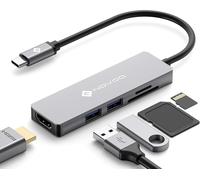 NOVOO USB C Hub 5 in 1 Aluminum with HDMI 4K Adapter, 2 USB 3.0 ports, 1 SD mem