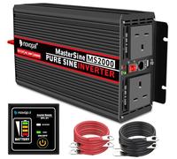 NOVOPAL 2000W 4000W Power Inverter Pure Sine Wave 12V DC to 240V AC | 16.4FT Remote Control,2 UK Outlets,1 USB,2 Cooling Fans for RV,Boat,Camping,Home