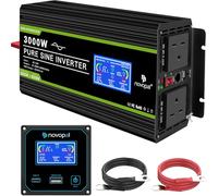 Novopal 3000W Pure Sine Wave Inverter 24V to 230V 240V Car Converter Power Inverter with Lcd Display 2AC Outlets,1 Usb Port,Remote Control for Motorhomes,Truck,Boat,Camping,Household,Van