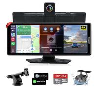 NOVORA 10.26” Wireless CarPlay Screen with 360° Rotation Camera, 4K Dash Cam, 1080p Rear Camera, Android Auto, GPS, Mirror Link, Siri/Google Voice Control, HD Touch Display + Free 128GB TF Card