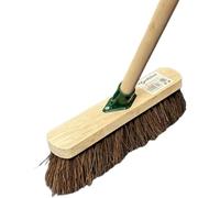 Novostyl 12” inch Stiff Yard Brush Heavy Duty Outdoor Garden Broom with Durable Support Bracket, 120 cm Wooden Handle, Natural Bassine Bristles, Ideal for Concrete, Patio, Driveway