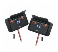 Novpow 2 Pack 4 Port USB Car Charger Socket 12V/24V, 96W Fast Charge Dual USB-C PD 36W & QC3.0, Waterproof USB Outlet with Switch & Voltmeter for Car RV Campervan Boat Truck