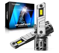 NOVSIGHT H1 LED Headlight Bulb - 27000LM Mini Size H1 Headlight Bulb, 600% 6500K Cool White Super Bright Conversion Kit, Plug and Play,IP68 Waterproof,Pack of 2