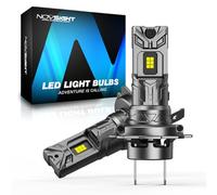 NOVSIGHT H7 LED Headlight Bulb, 100W 28000LM 6500K Cool White 600% Brighter Conversion Kit 1:1 Size, Plug and Play IP68 Waterproof Halogen Replacement Bulb with cooling fan, Easy Installation, 2PCS