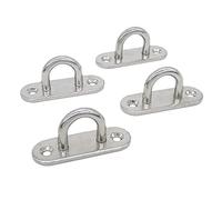 NOVSINO Stainless Steel Ceiling Hooks Wall Hooks, M6 Screw Mount Hook Hangers, Pad Eye Straps Tie Down Anchor Point Rigging, Pack of 4