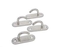 NOVSINO Stainless Steel Ceiling Hooks Wall Hooks, M6 Screw Mount Hook Hangers, Pad Eye Straps Tie Down Anchor Point Rigging, Pack of 4