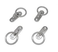 NOVSINO Stainless Steel Ceiling Hooks Wall Hooks, M6 Screw Mount Hook Hangers with Ring, Pad Eye Straps Tie Down Anchor Point Rigging, Pack of 4