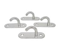 NOVSINO Stainless Steel Ceiling Hooks Wall Hooks, M8 Screw Mount Hook Hangers, Pad Eye Straps Tie Down Anchor Point Rigging, Pack of 4
