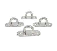 NOVSINO Stainless Steel Ceiling Hooks Wall Hooks, M8 Screw Mount Hook Hangers, Pad Eye Straps Tie Down Anchor Point Rigging, Pack of 4